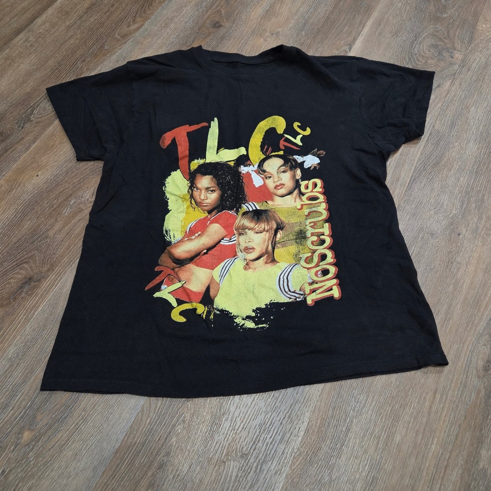 TLC No Scrubs Graphic Tee Black Short Sleeve R&B Music T-Shirt Women Medium